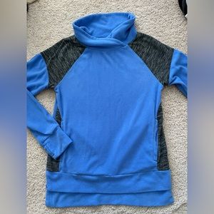 Girl’s So Perfect Funnel Neck Fleece Sweatshirt Blue Grey Size 12